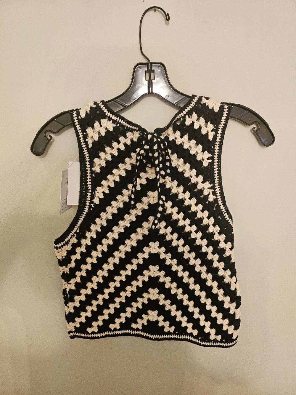 Zimmermann Black and White Crochet Sleeveless Crop Woman Top - Picture 3 of 7